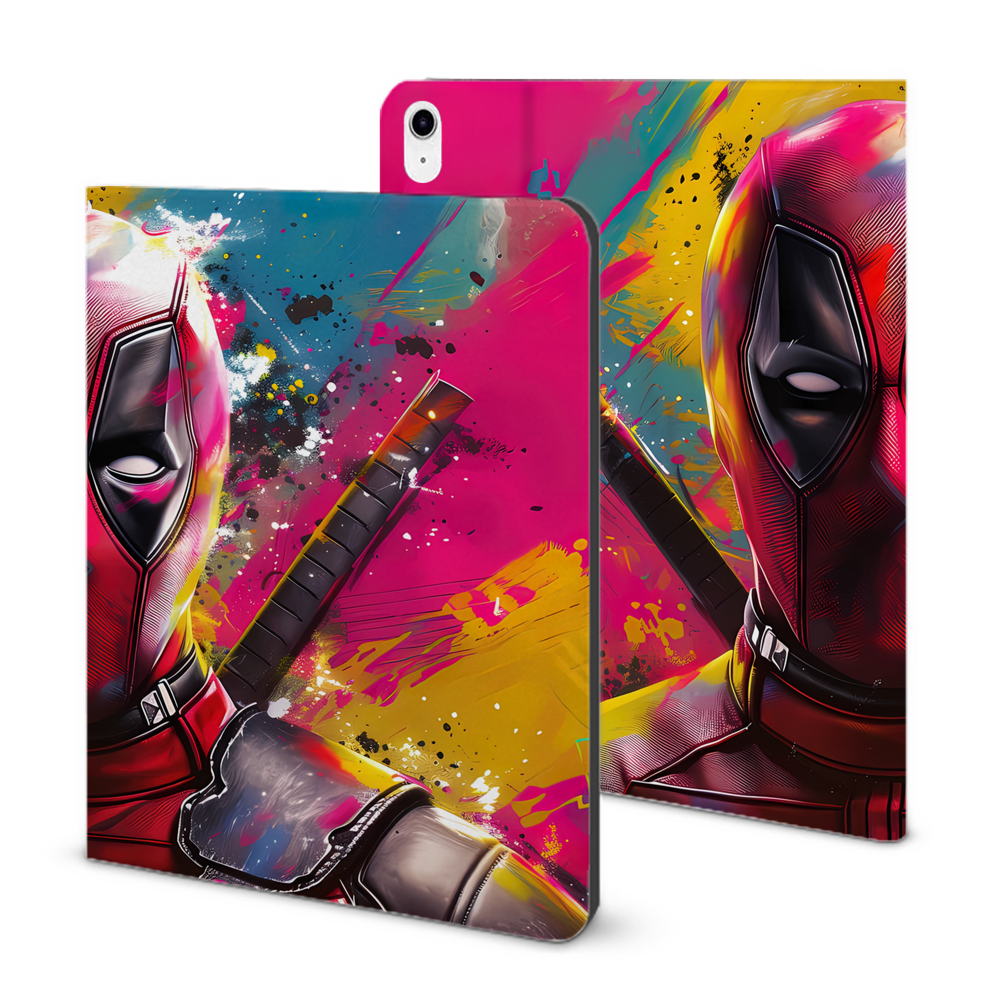 （画像用） Deadpool デッドプール IPad ケース ブック型 PUレザー TPU 耐衝撃 軽量 薄型 ペン収納なし 全面保護 IPad 各モデル対応